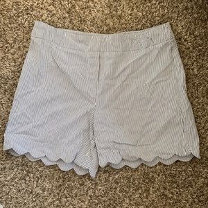 Blue high rise striped shorts